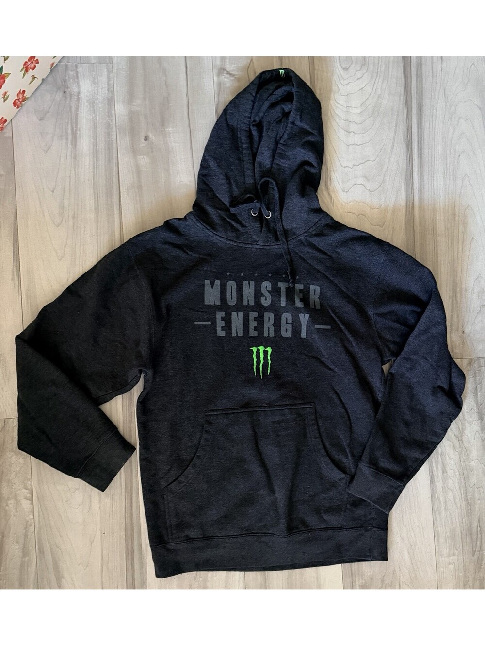 Monster Energy Dark Gray Size M Pullover Sweatshirt Hoodie Logo Graphic Pockets